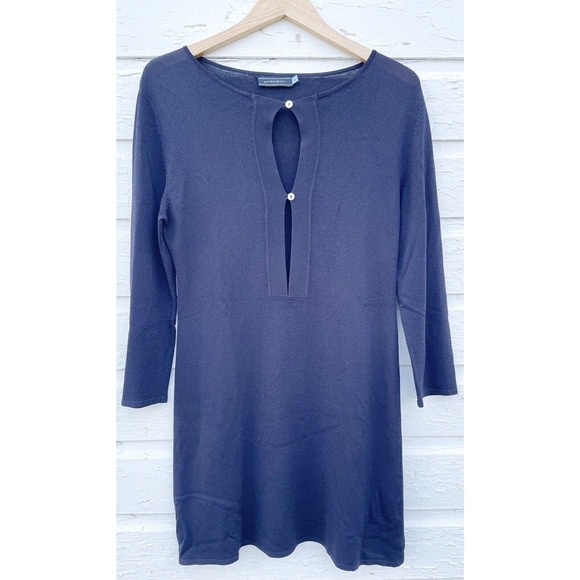 Giordano Ladies Dress Black Knit Open Front Classic Long Sleeve Midi - Picture 1 of 5